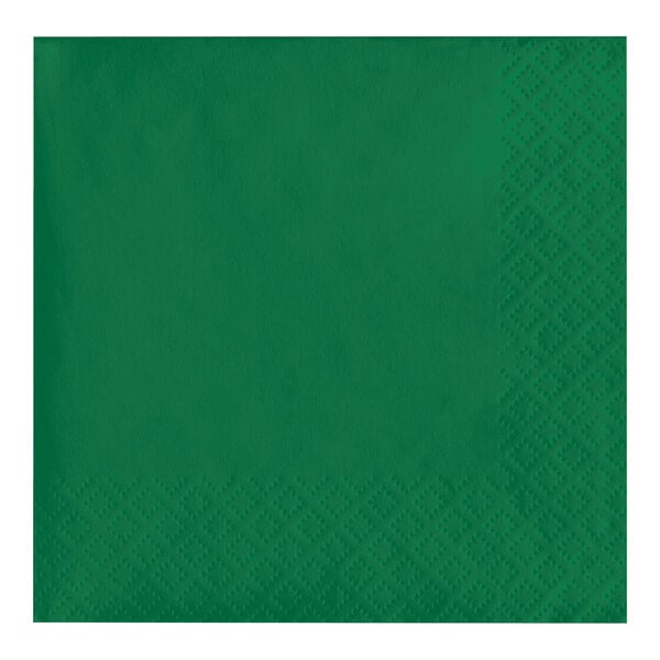 A Creative Converting emerald green paper napkin with a square pattern.
