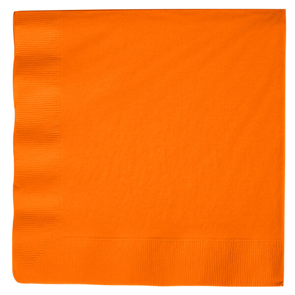 A Sunkissed Orange paper dinner napkin with a white border.
