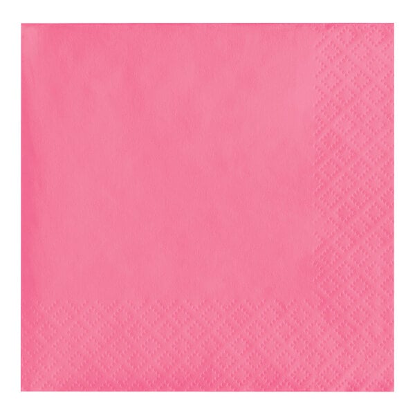 A pink paper napkin with a white diamond pattern.