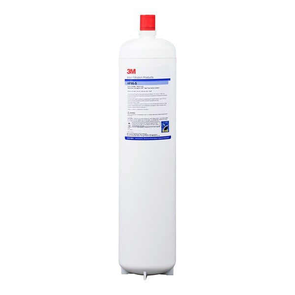 A white cylinder with a red cap.