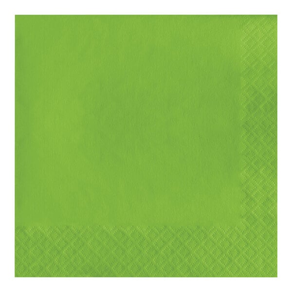 Creative Converting 663123B Fresh Lime Green 2-Ply 1/4 Fold Luncheon Napkin - 50/Pack