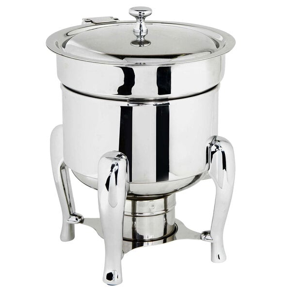 An Eastern Tabletop stainless steel chafing dish with a hinged lid.