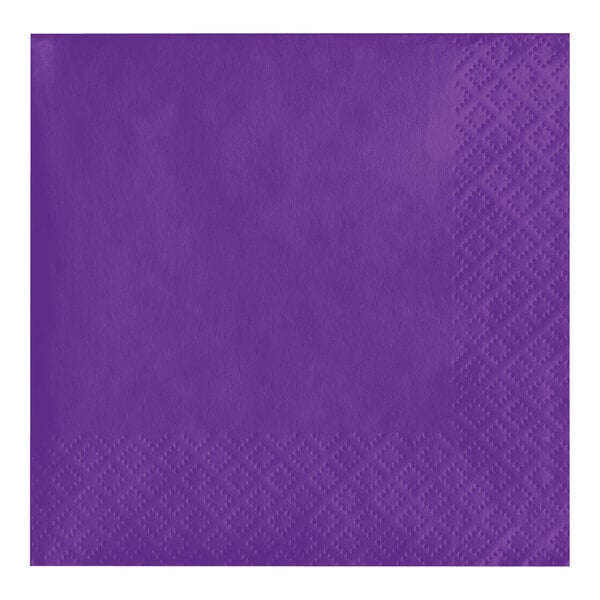 A purple paper napkin with a square design.