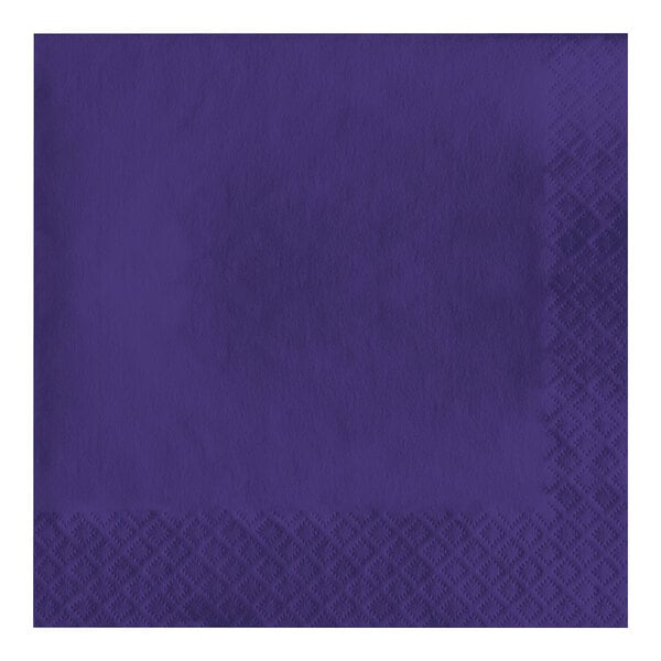 A purple napkin with a diamond pattern.