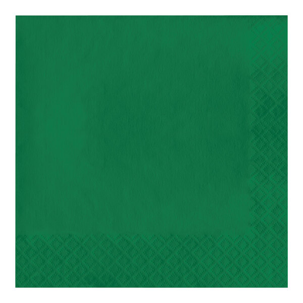 A Creative Converting emerald green paper napkin with a diamond pattern.