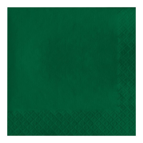 A hunter green paper napkin with a square border.