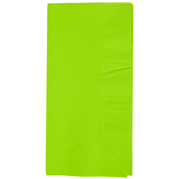 A green napkin on a white background.