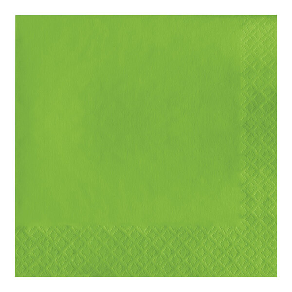 Creative Converting 583123B Fresh Lime Green 3-Ply 1/4 Fold Luncheon Napkin - 50/Pack