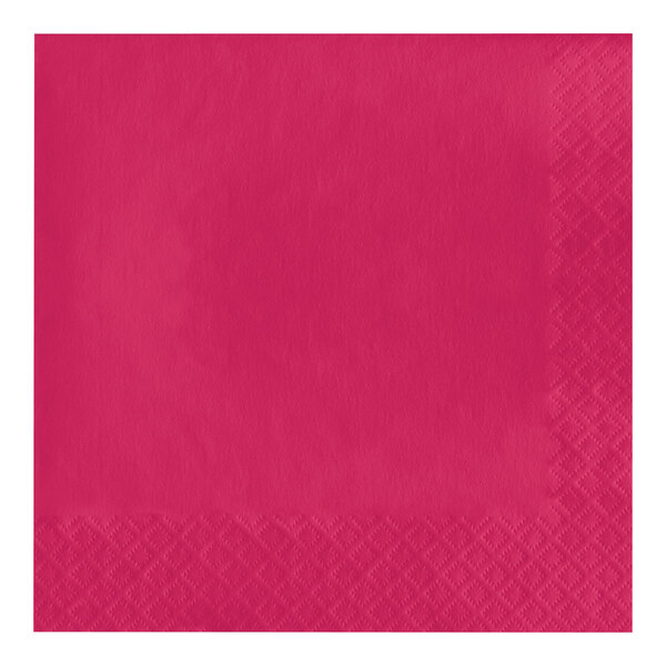 A hot magenta pink paper napkin with a white border.