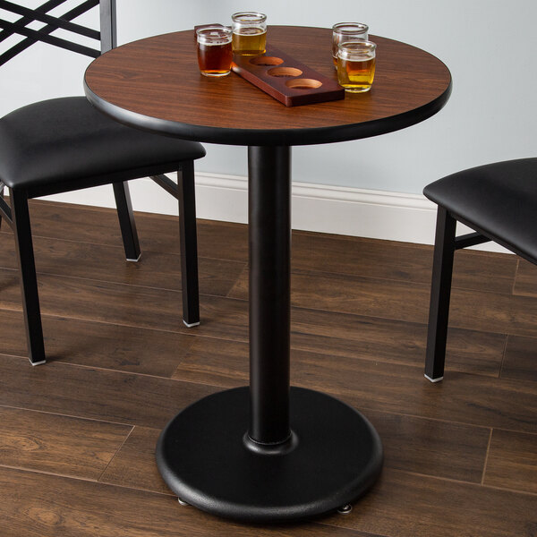 Lancaster Table Seating 24 Laminated Round Top Reversible Walnut Oak