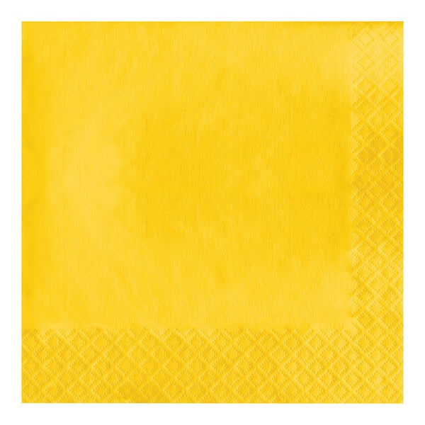 Creative Converting 581021B School Bus Yellow 3-Ply 1/4 Fold Luncheon Napkin - 50/Pack
