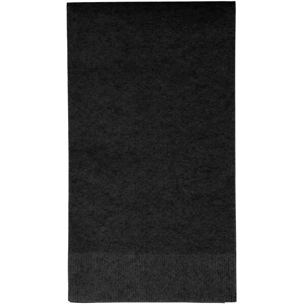 A black rectangular paper guest towel with a white border.