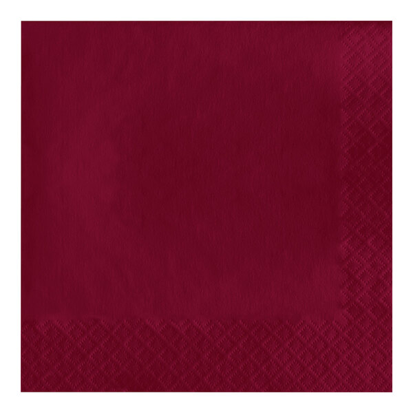 A red luncheon napkin with a square border.