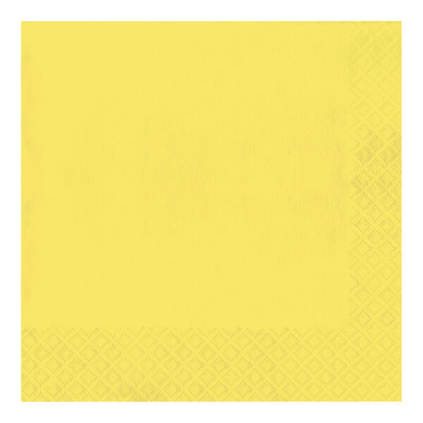 A Creative Converting Mimosa Yellow napkin with a diamond pattern.