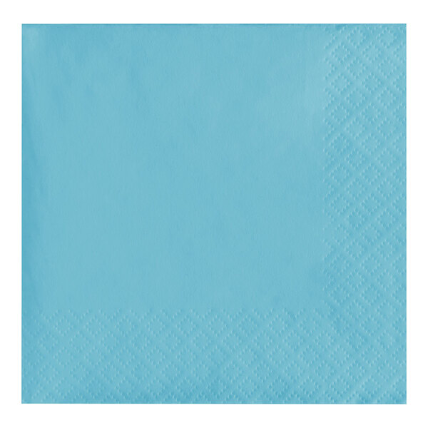 A Creative Converting pastel blue paper napkin with a square pattern.