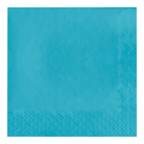 Creative Converting 581039B Bermuda Blue 3-Ply 1/4 Fold Luncheon Napkin - 50/Pack