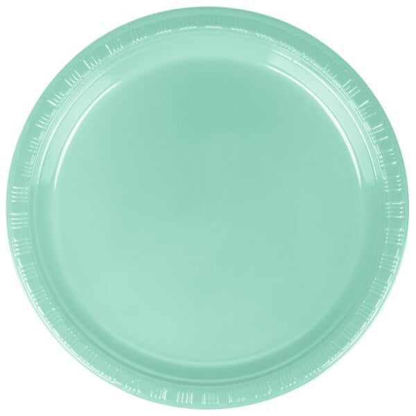 mint green plastic plates