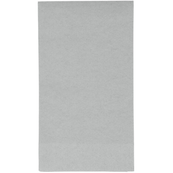 A white rectangular Creative Converting Shimmering Silver paper towel with a black border.