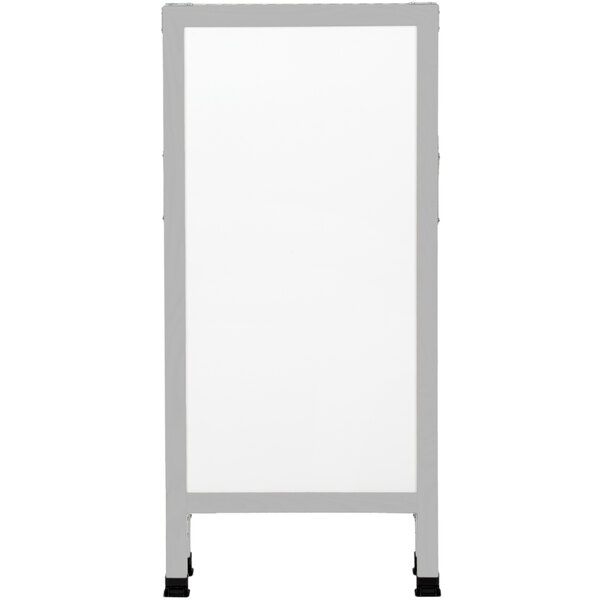 A white rectangular board with a black border on black legs.