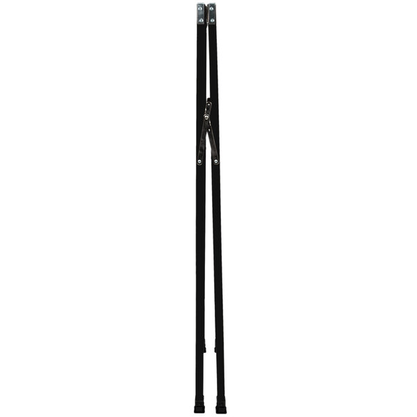 A black metal A-Frame stand with two metal legs holding a white porcelain board.
