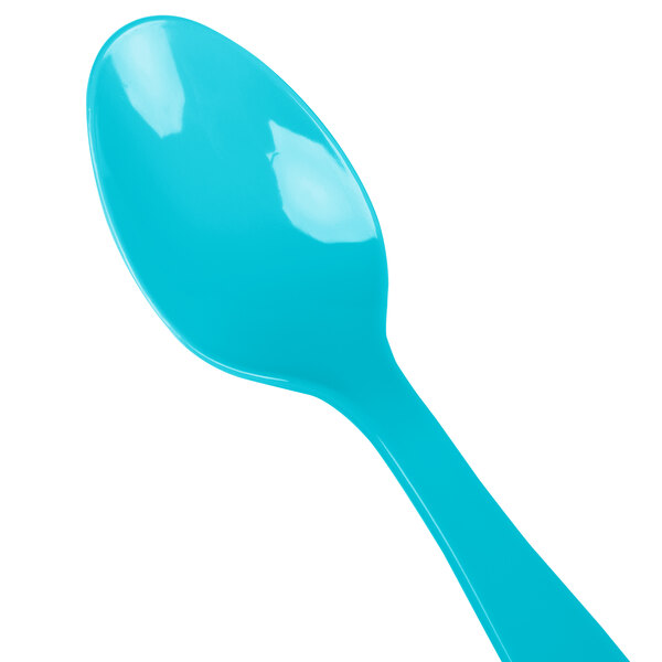 Creative Converting 010619B 6 1/8" Bermuda Blue Heavy Weight Plastic Spoon 50/Pack