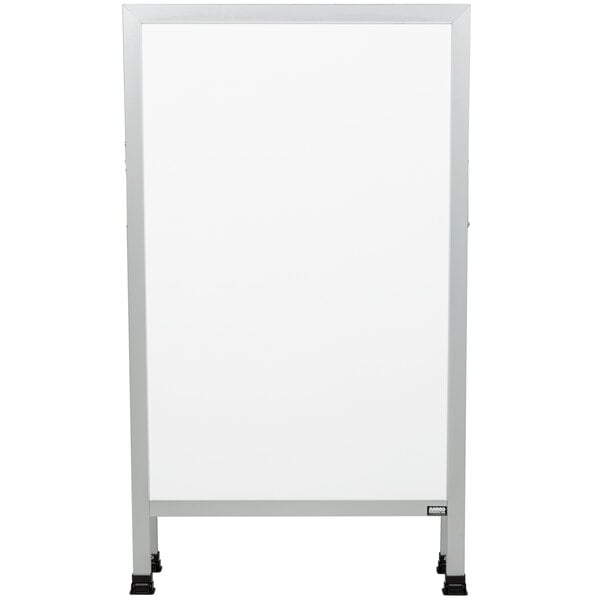 An Aarco aluminum A-Frame with white porcelain marker board panels.