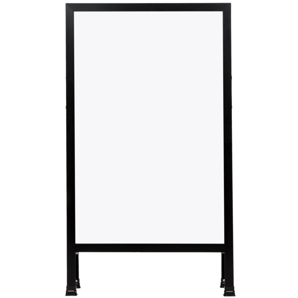A black rectangular A-Frame with a white porcelain board.