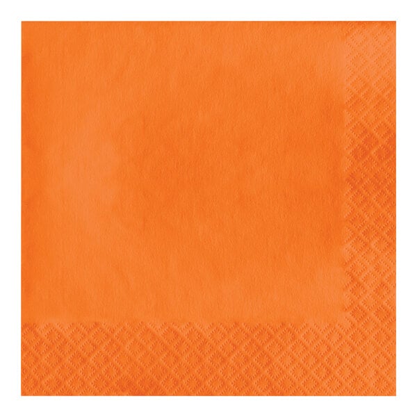 Creative Converting 139352135 Sunkissed Orange 2-Ply 1/4 Fold Luncheon Napkin - 600/Case