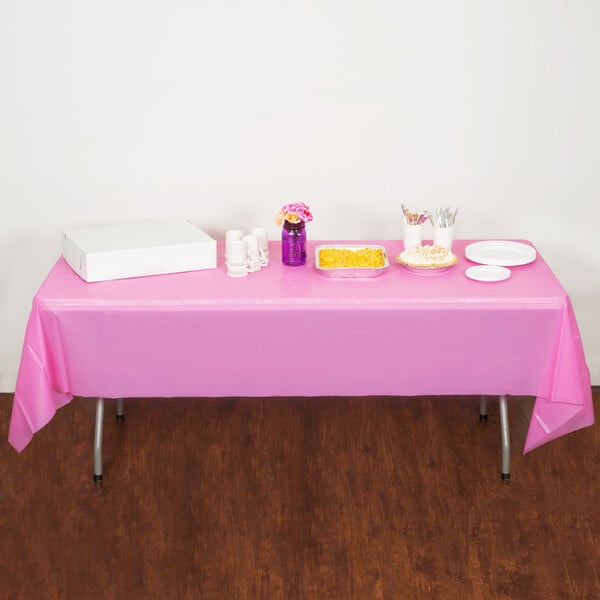 Candy Pink Disposable Plastic Table Cover