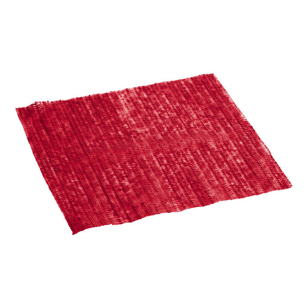 A rectangular red woven mat with a textured surface, shown on a white background.