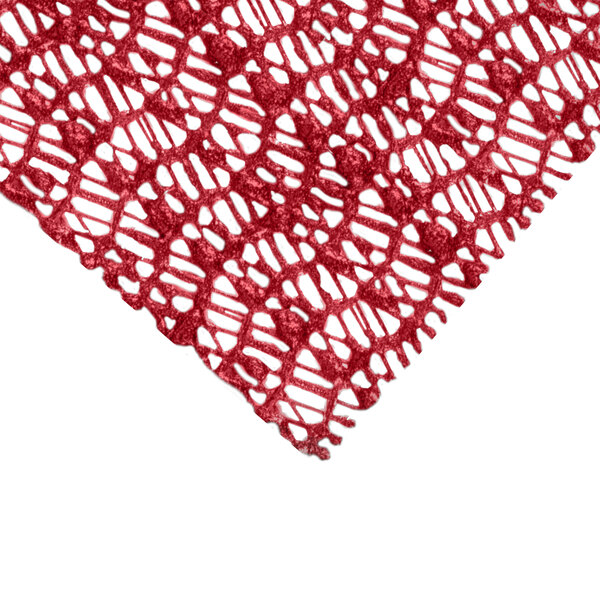 A red PVC coated polyester scrim mat with a white background.