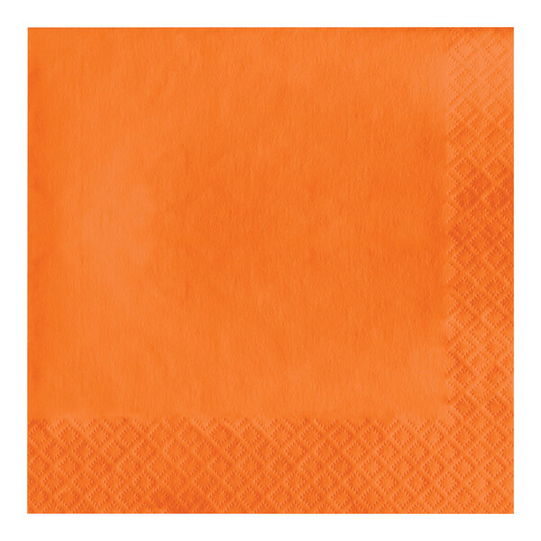 Creative Converting 139352135 Sunkissed Orange 2-Ply 1/4 Fold Luncheon Napkin - 50/Pack
