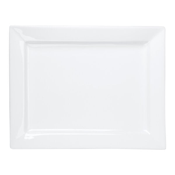 Libbey Slate 14" x 11" Ultra Bright White Wide Rim Rectangular Porcelain Plate - 6/Case