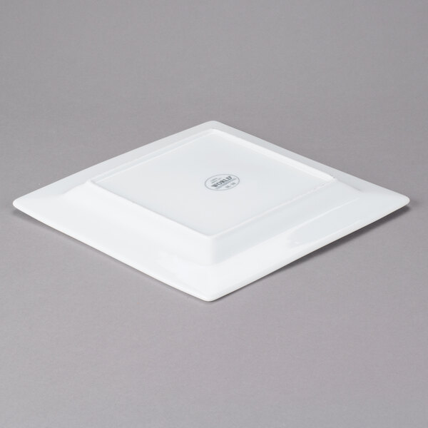 A white square Libbey porcelain plate.