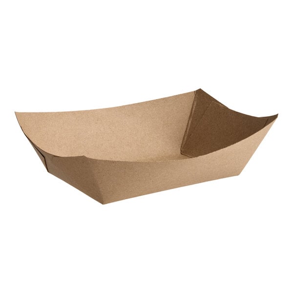 #300 3 lb. Natural Eco-Kraft Customizable Paper Food Tray - 500/Case