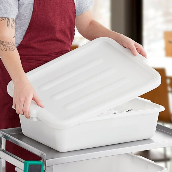 Choice 20" x 15" White Polyethylene Bus Tub / Food Storage Box Lid
