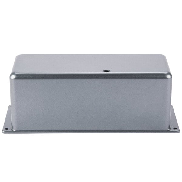 A rectangular metal back cover for an Avantco electrical box.