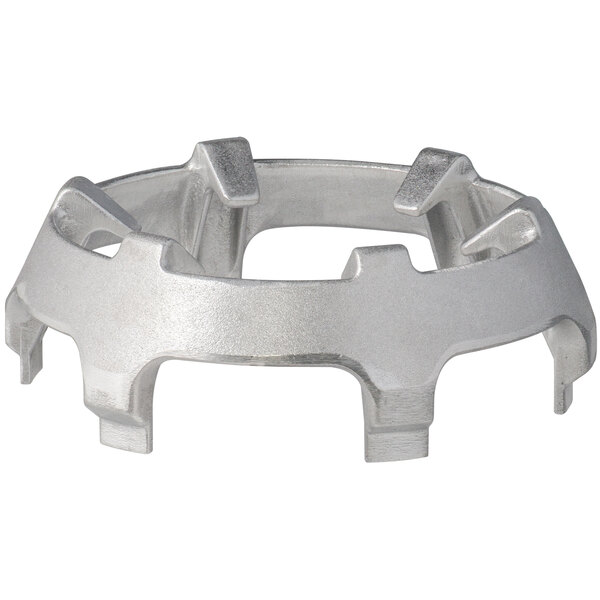 A silver metal Hobart Legacy bowl truck adapter with four holes.