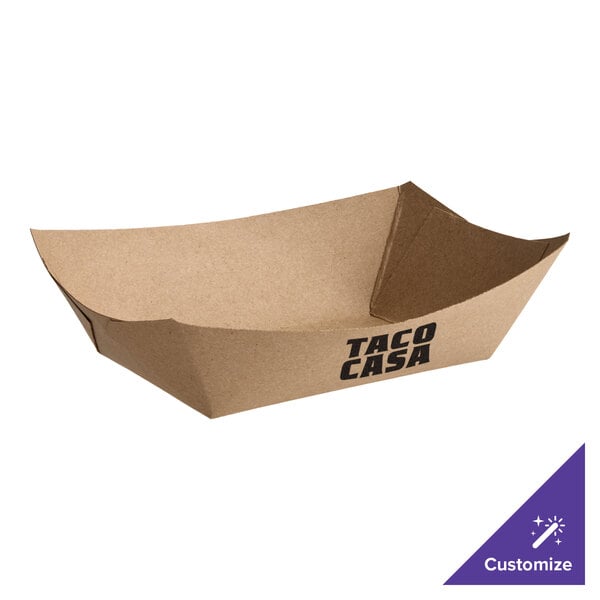 #300 3 lb. Natural Eco-Kraft Customizable Paper Food Tray - 250/Pack