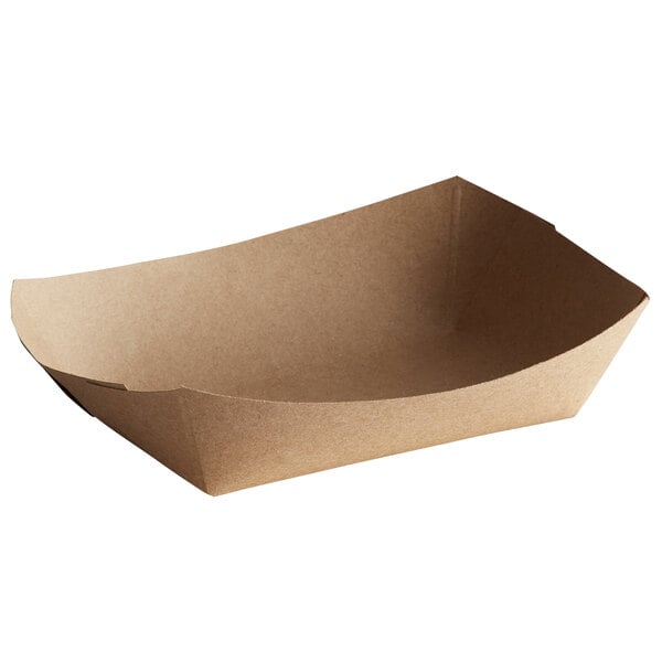 A #250 Natural Eco-Kraft paper food tray.