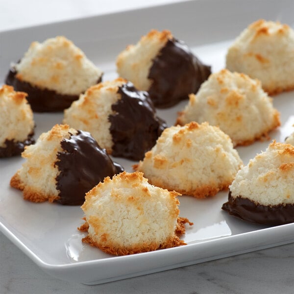 Chocolate-dipped coconut macaroons