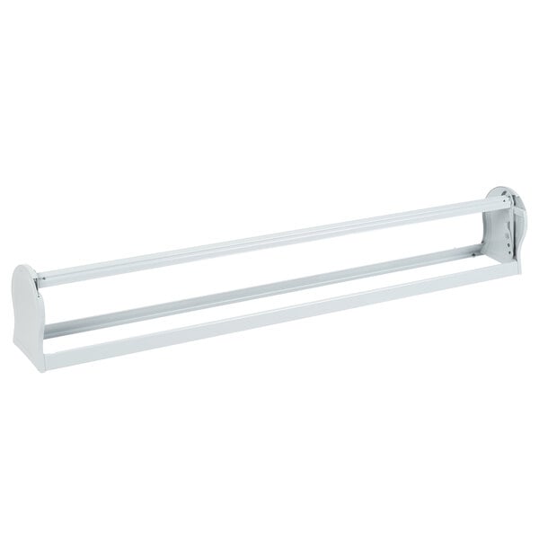 A gray metal Bulman paper dispenser with a straight edge blade.