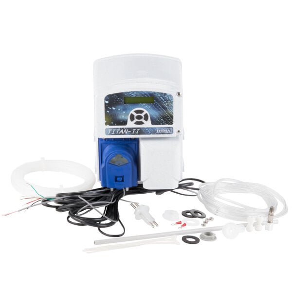 A Dema Titan II detergent and rinse aid chemical pump.