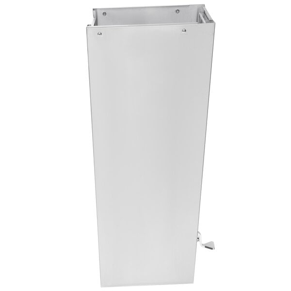 A silver rectangular pedestal base with a handle on top.