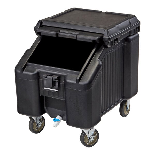 Cambro ICS100L4S110 SlidingLid™ Black Mobile Ice Bin - 100 lb. Capacity