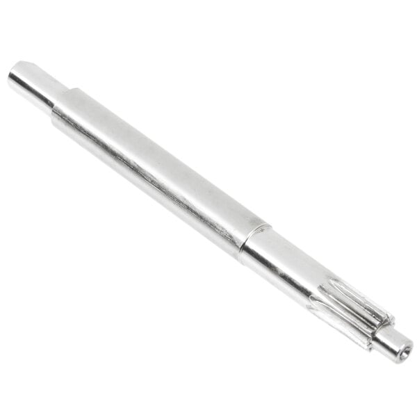 A silver metal Noble Products drive shaft with a long cylindrical end.
