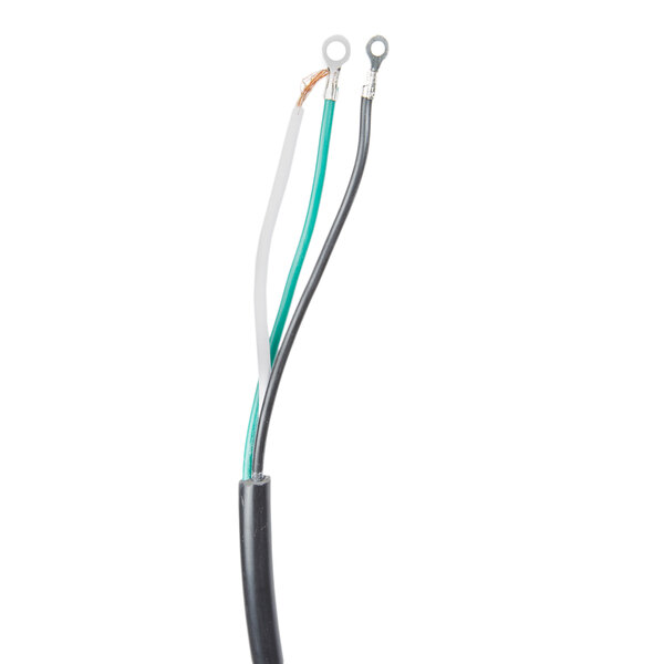 A close-up of a Noble Products power cord with two wires