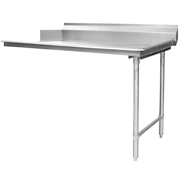 A stainless steel Eagle Group dishtable with a metal shelf.