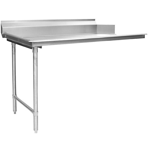 A Eagle Group stainless steel dish table with a metal shelf.