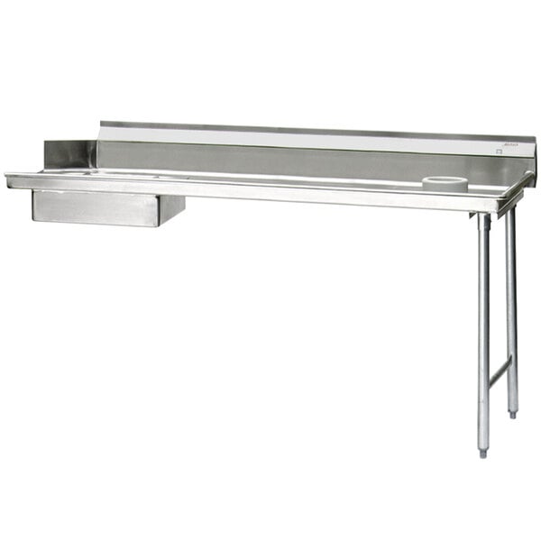 A stainless steel Eagle Group dishtable with a scrap block on the right.